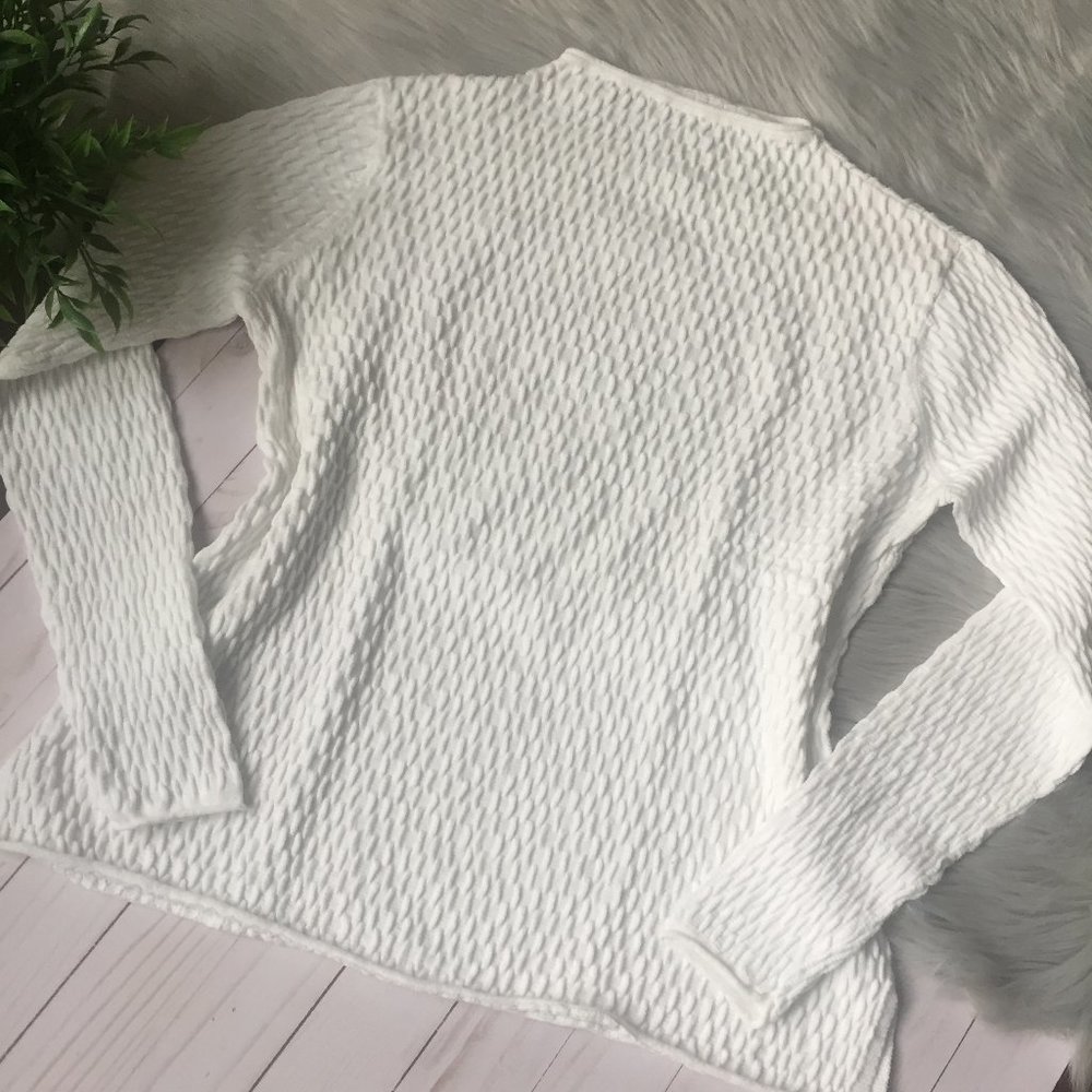 Elle Cable Knit Sweater White Womens Large